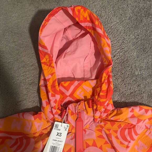 Farm Rio x Adidas XS Myshelter Windbreaker Long Jacket Soccer Brazil Pink Red - Picture 14 of 15